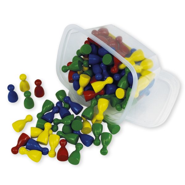 Set of Wooden Play Figures, assorted colours, 22 mm, 100 pcs.