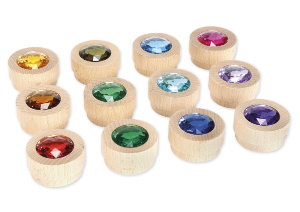 Holz-Funkelsteine "Regenbogen" für Jahreszeiten-Kreis, 13-tlg.